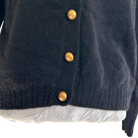 Vintage Black Lambs Wool Cardigan Sweater Womens Sz Medium Gold Button Angora - Picture 12 of 16